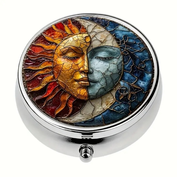 Pill Box Accessories - 🎉 Sun Moon Multi-Use Pill Box Mirror Container